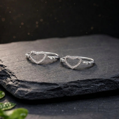 Pure Love Heart Silver Toe Rings