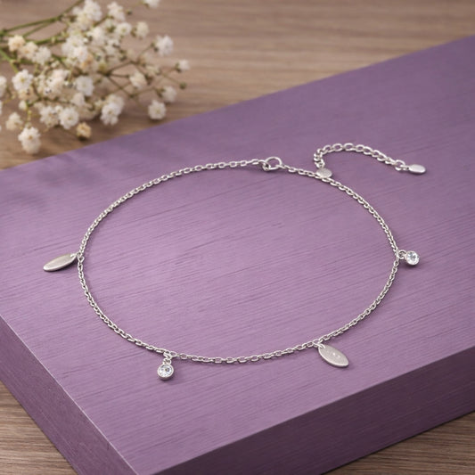 Starlight Drop Silver Anklet