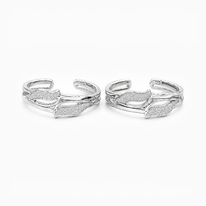Twin Leaf Silver Toe Rings