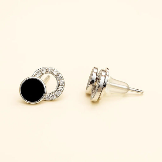 Onyx Cubic Zirconia Silver Studs