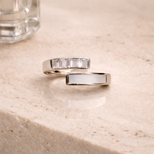 Chic Crystal Bar Adjustable Silver Ring