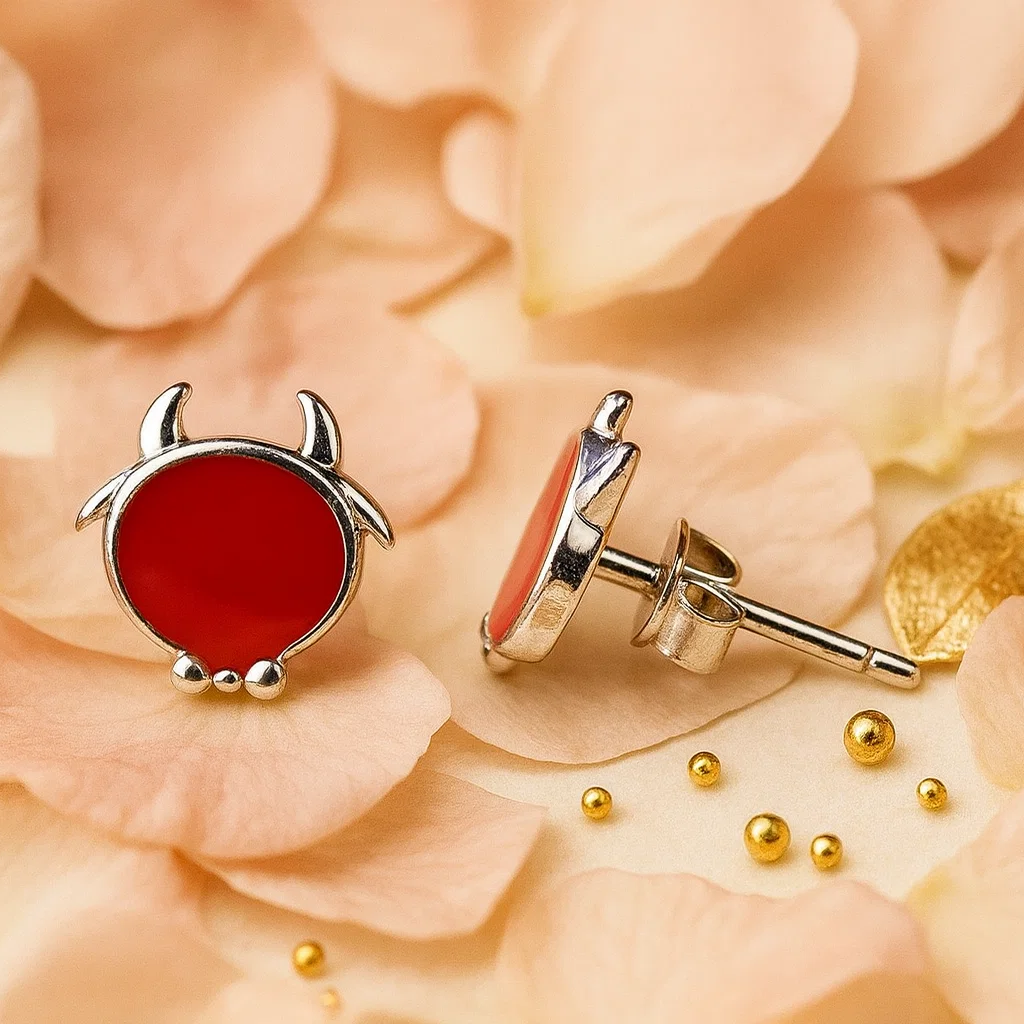 Carnelian Devil Face Silver Studs