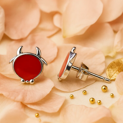 Carnelian Devil Face Silver Studs