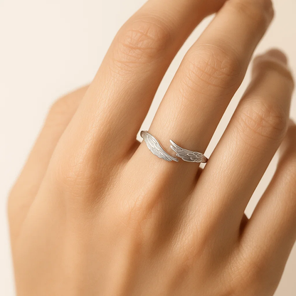 Wing Guard Adjustable Silver Ring