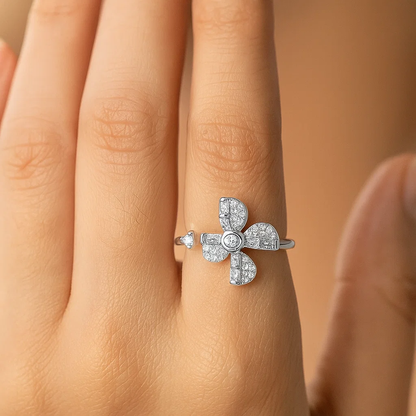 Rotating Wheels Adjustable Silver Ring