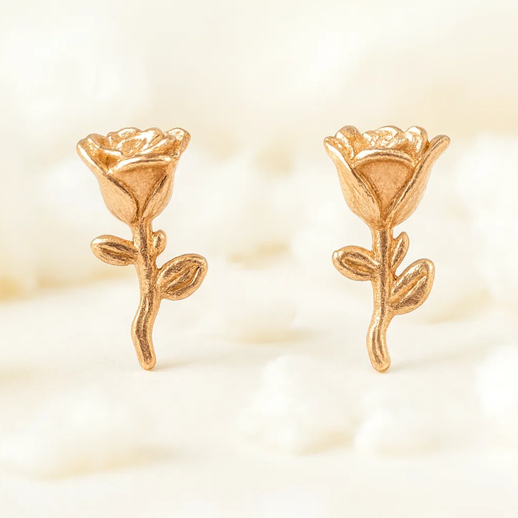 Everyday Wear Silver Rose Studs