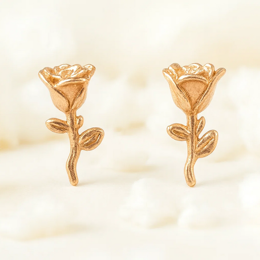 Everyday Wear Silver Rose Studs