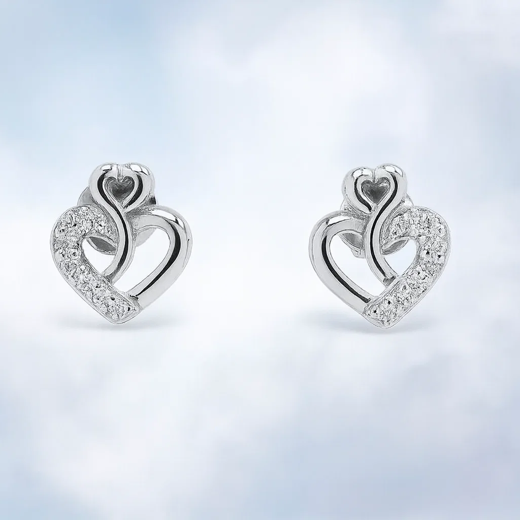 Romantic Heart Shaped Silver Studs