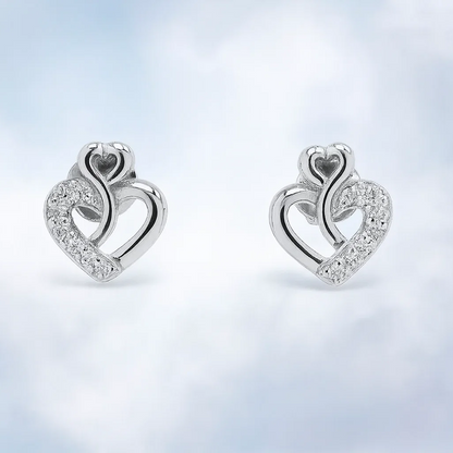 Romantic Heart Shaped Silver Studs