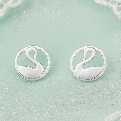 Minimalist Swan Silver Studs