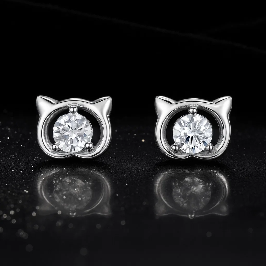 Trendy Silver Cat Shape Earrings