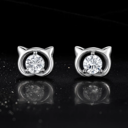 Trendy Silver Cat Shape Earrings