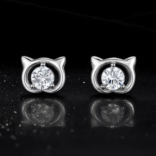 Trendy Silver Cat Shape Earrings