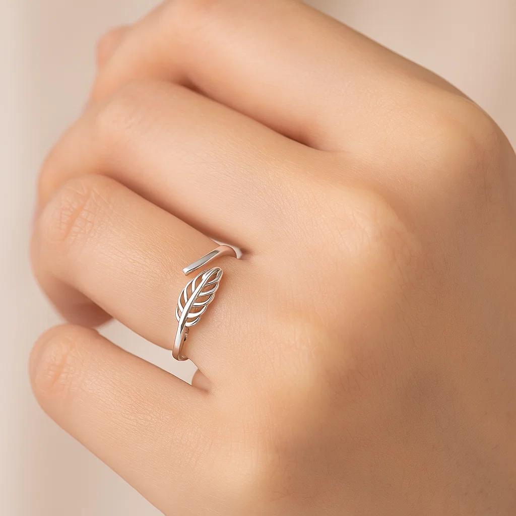 Leaf Shaped Minimal Silver Ring