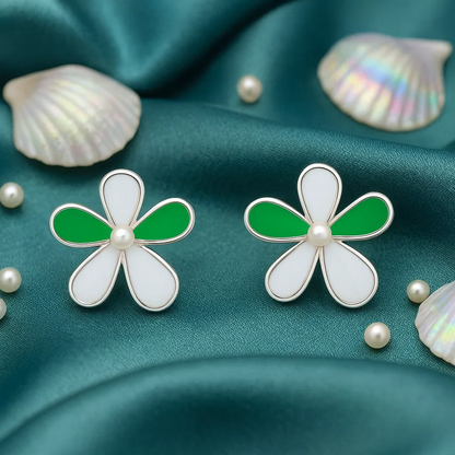Multicolor Flower Shaped Silver Earrings