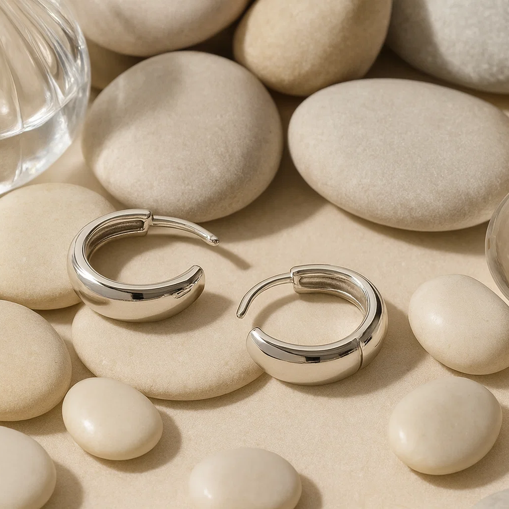 Minimalist Silver Hoop Studs
