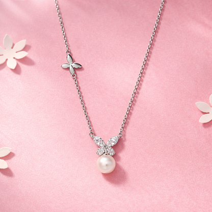 Celestial Wings Pearl Silver Necklace