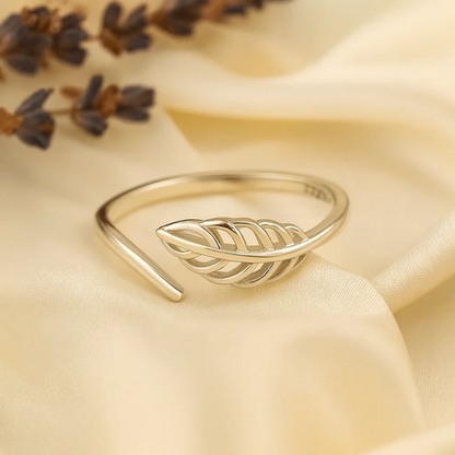 Leaf Shaped Minimal Silver Ring