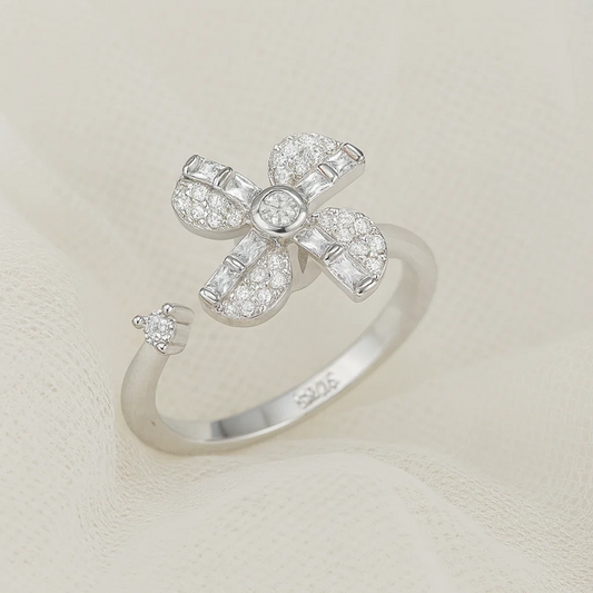 Rotating Wheels Adjustable Silver Ring