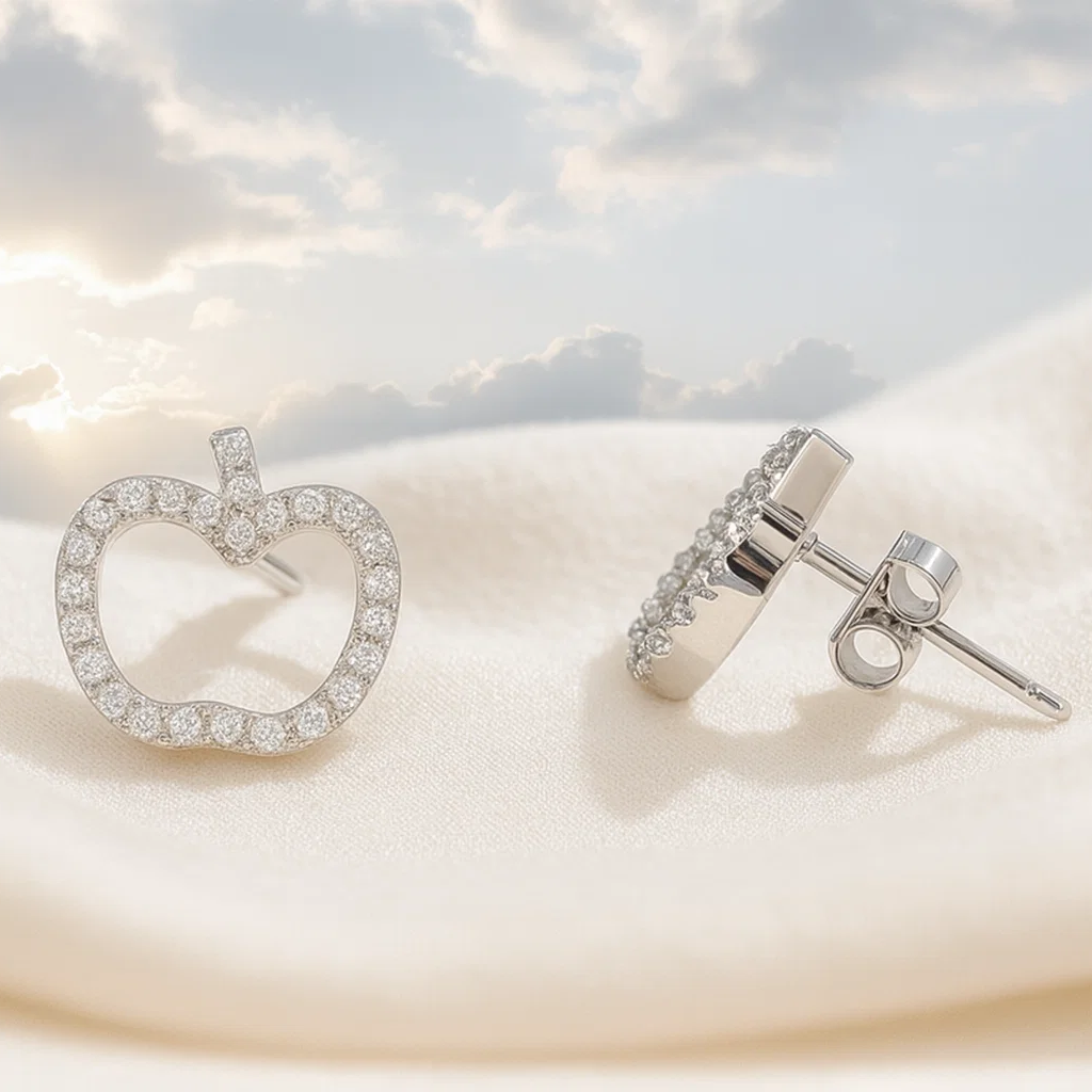 Trendy Apple Silver Stud Earrings