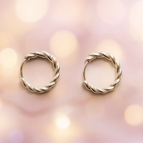 Twisted Silver Rope Hoop Earrings