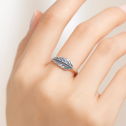 Solid Leaf Adjustable Silver Ring
