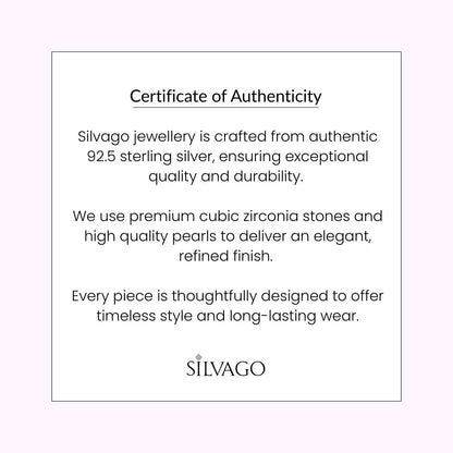 Certificate of Authenticity for Silvago jewellery on a light pink background