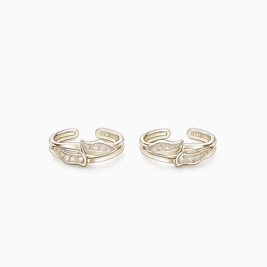Twin Leaf Silver Toe Rings