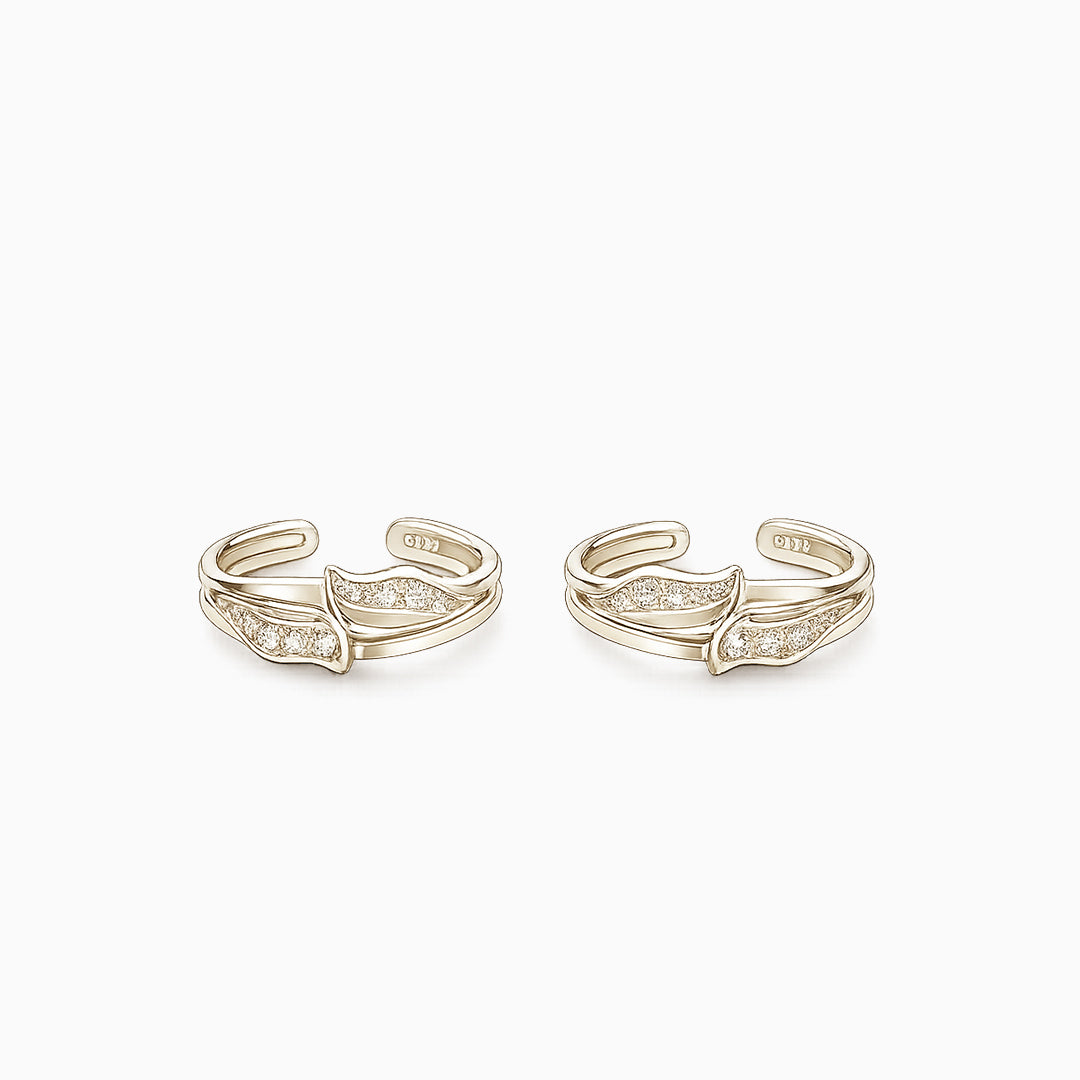 Twin Leaf Silver Toe Rings