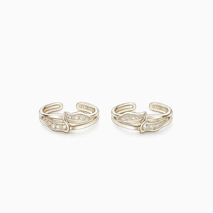Twin Leaf Silver Toe Rings
