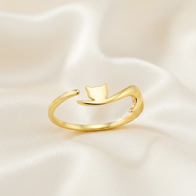 Cat Shape Open Silver Ring