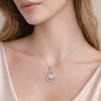 Teardrop Blossom Silver Pendant