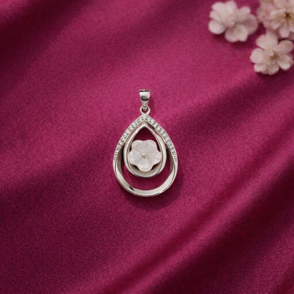 Teardrop Blossom Silver Pendant