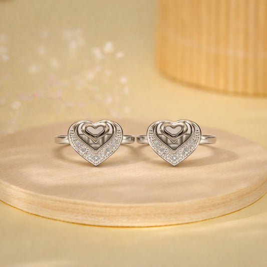 Hearts in Hearts Silver Toe Rings