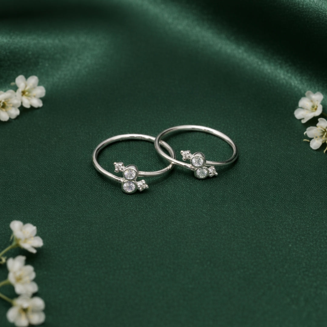 Dual Glow Silver Toe Rings