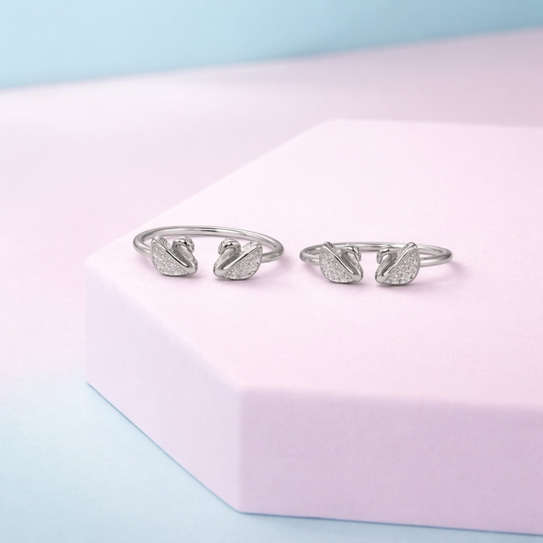 Swan Love Silver Toe Rings