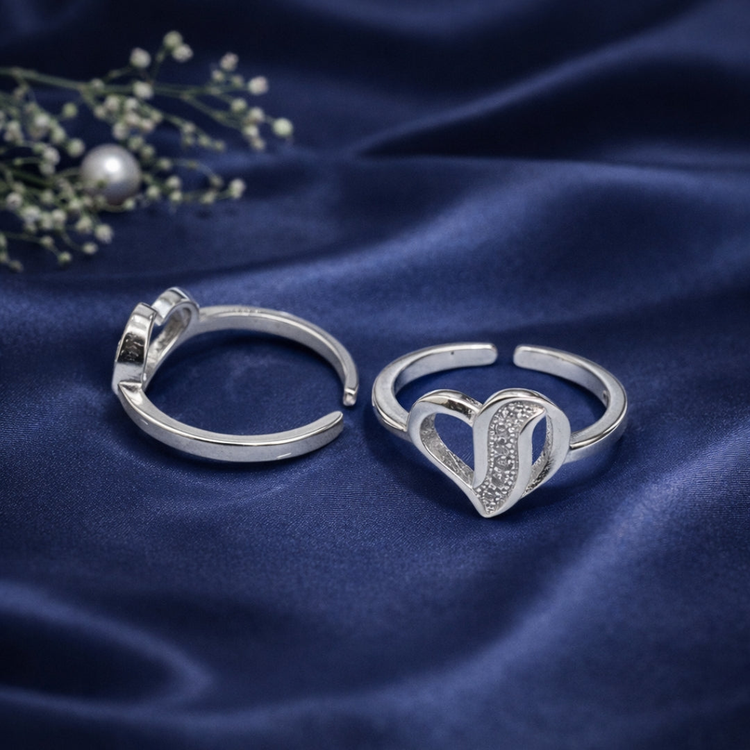 Twist Heart Spark Silver Toe Rings