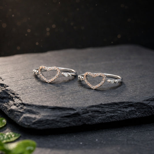 Pure Love Heart Silver Toe Rings