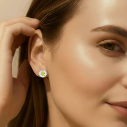 Silver Floral Baguette Zircon Earrings