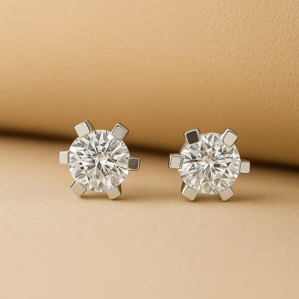 Cubic Zirconia Silver Prong Studs