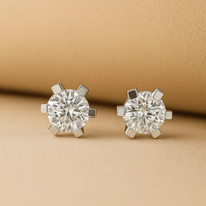 Cubic Zirconia Silver Prong Studs